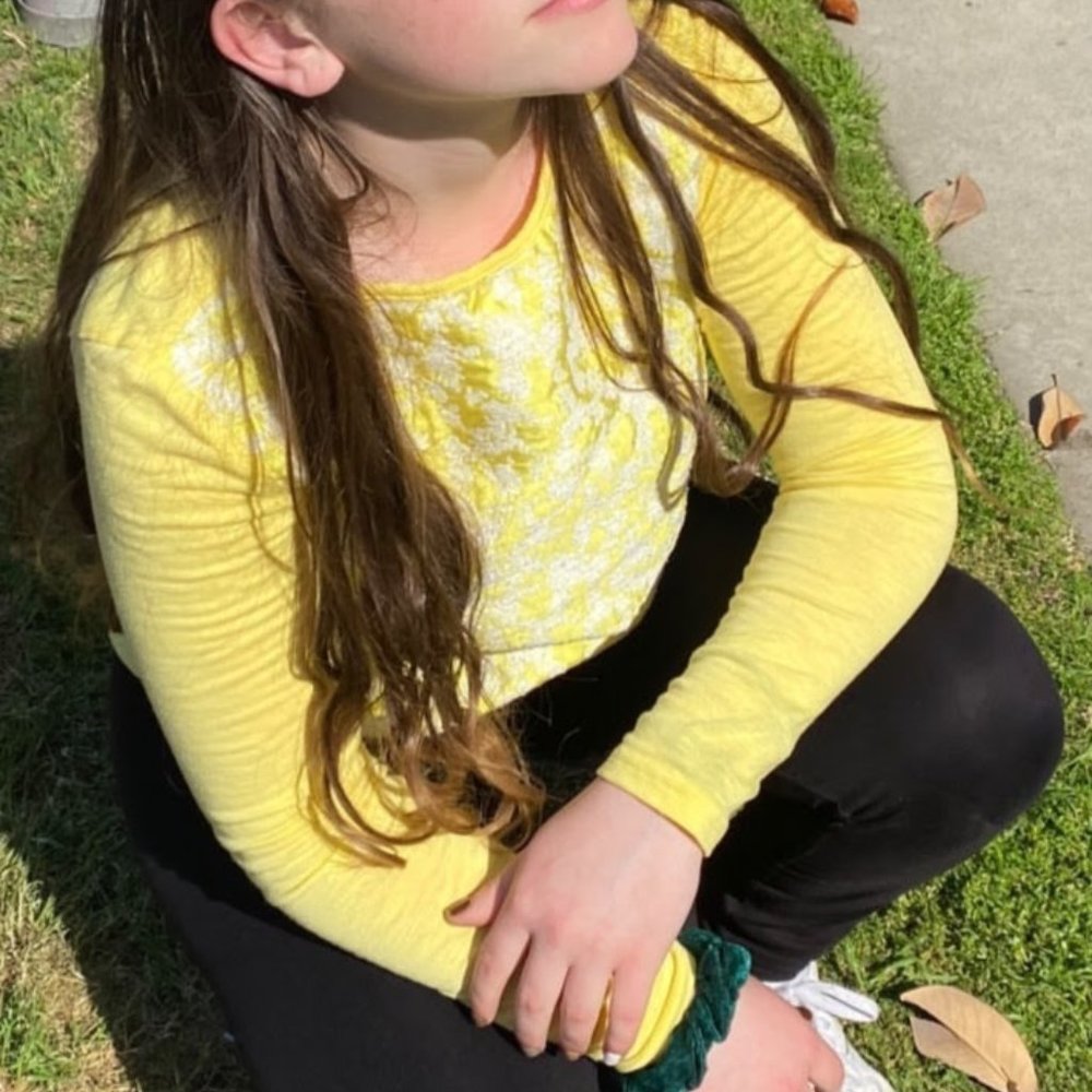 long sleeve yellow with white patterns for teen